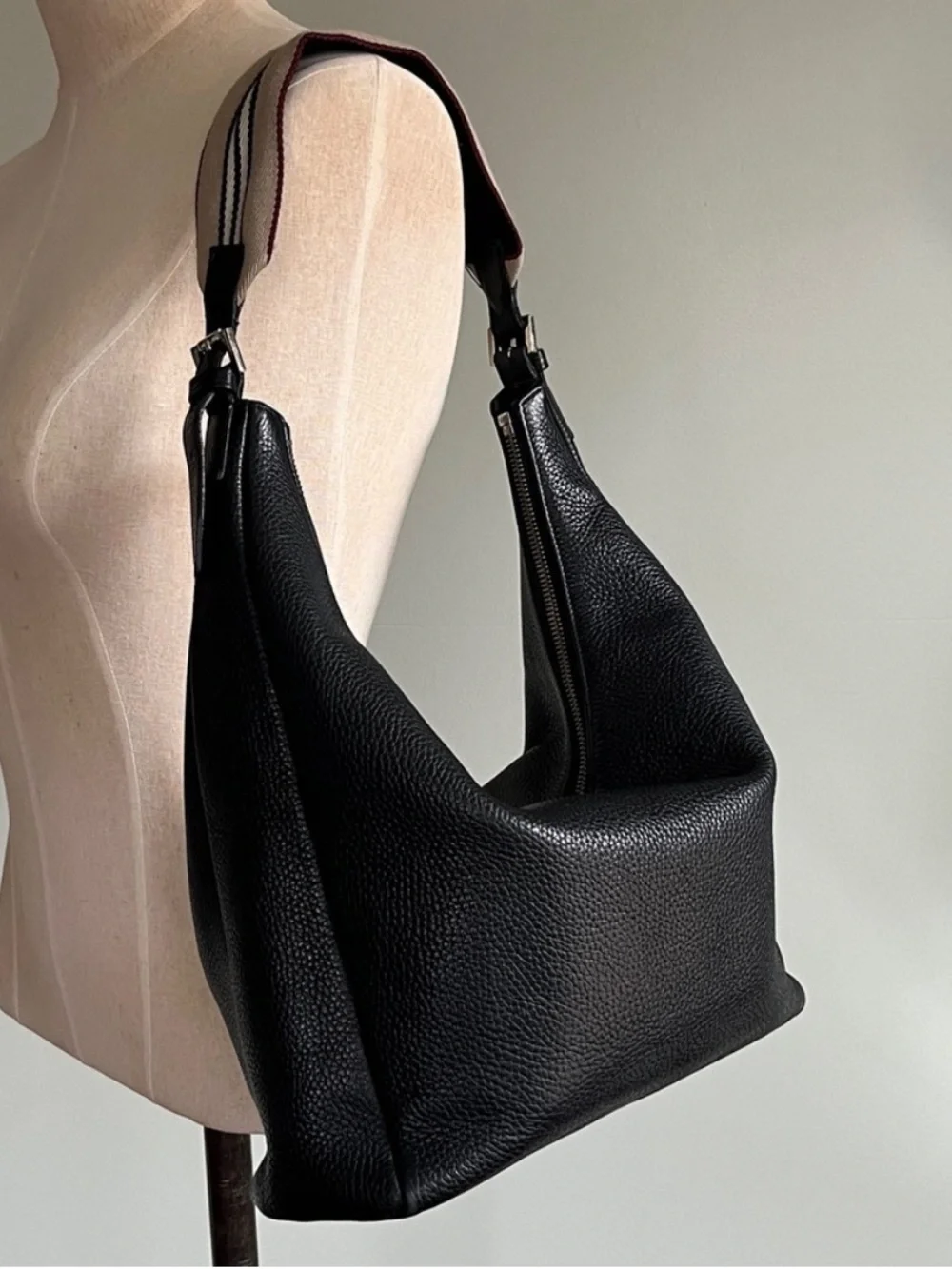 Black Pebbled Hobo Bag